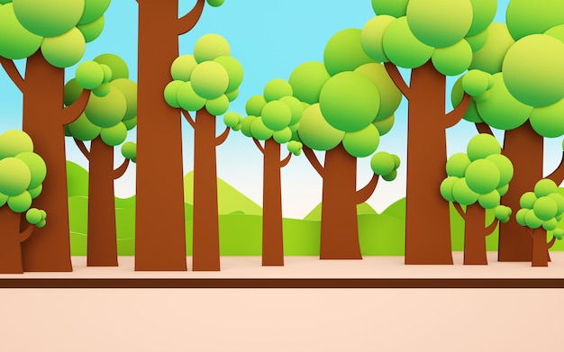 3d rendering of cartoon forest