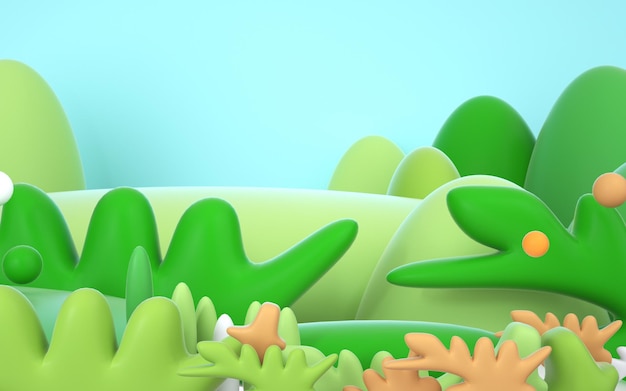 3D-рендеринг мультфильма "Лес"