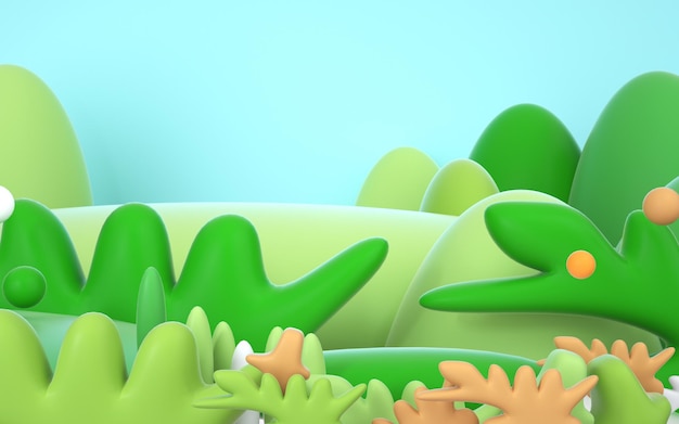 3d rendering of cartoon forest