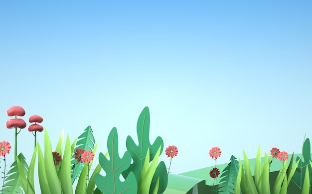 만화 숲의 3D 렌더링