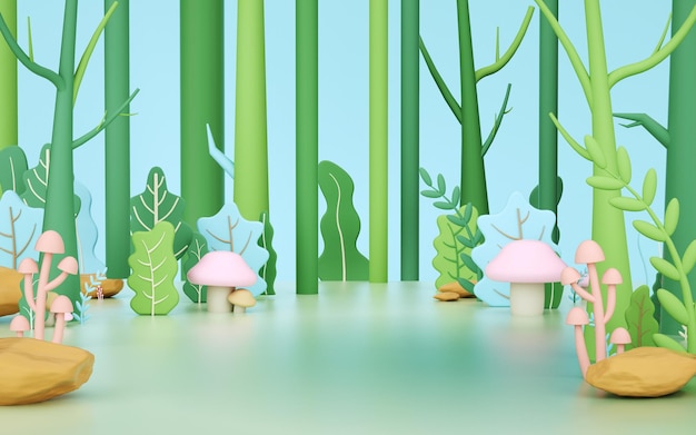 3d rendering of cartoon forest