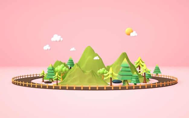 3d rendering of cartoon forest