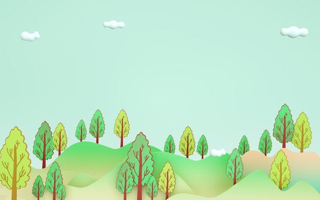 3d rendering of cartoon forest