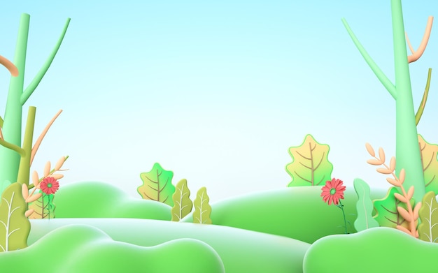 3d rendering of cartoon forest