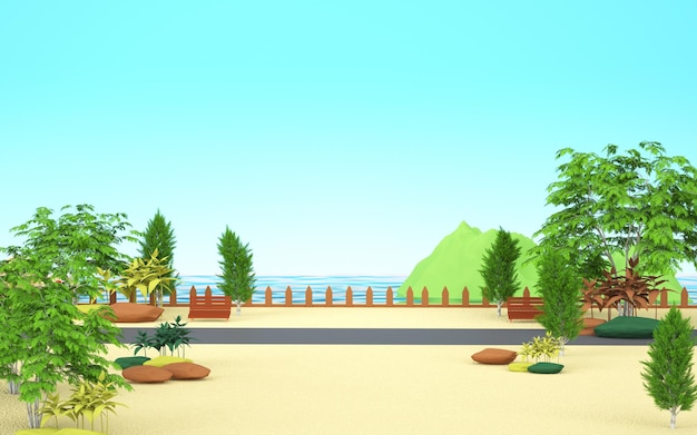 3d rendering of cartoon forest