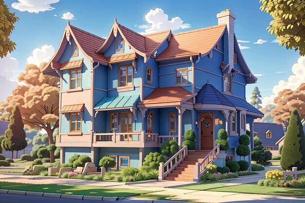 3d rendering of cartoon house3d house