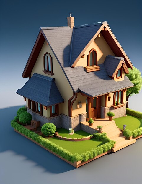 3d rendering of cartoon house