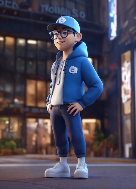 Foto rendering 3d di cartoni animati come ragazzo personaggio animato e divertente ragazzo adolescente cartone animato 3d