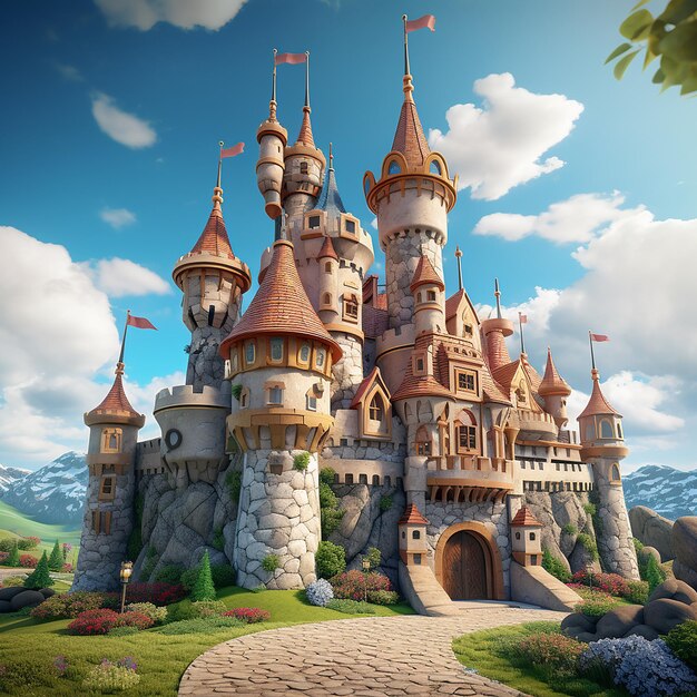 3d rendering of cartoon like castle