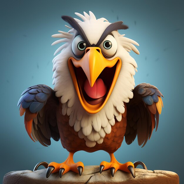 Foto rendering 3d di cartoni animati come eagle