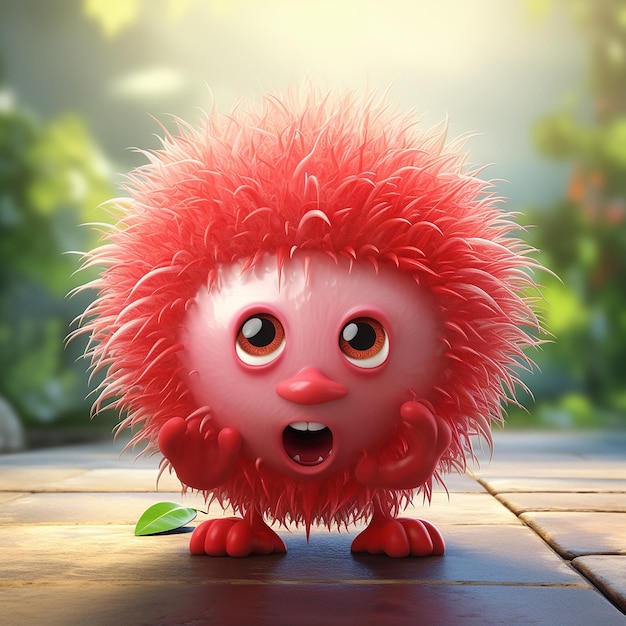 Photo 3d rendering of cartoon like rambutan