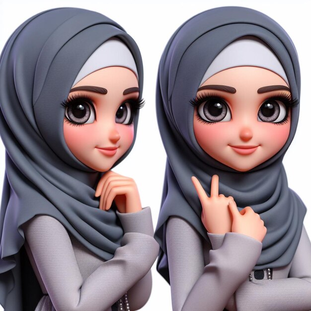 3d rendering of cartoon like woman in hijab