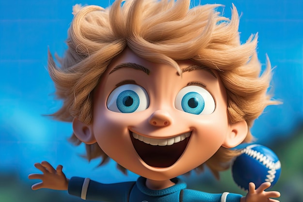 3D rendering in cartoon style depicting a boy