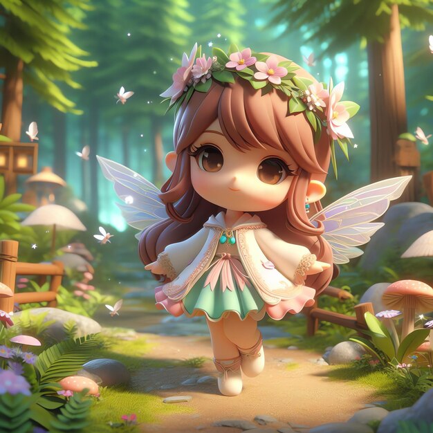 3d rendering of cartoonish character design illustration and background wallpaper kawaii style