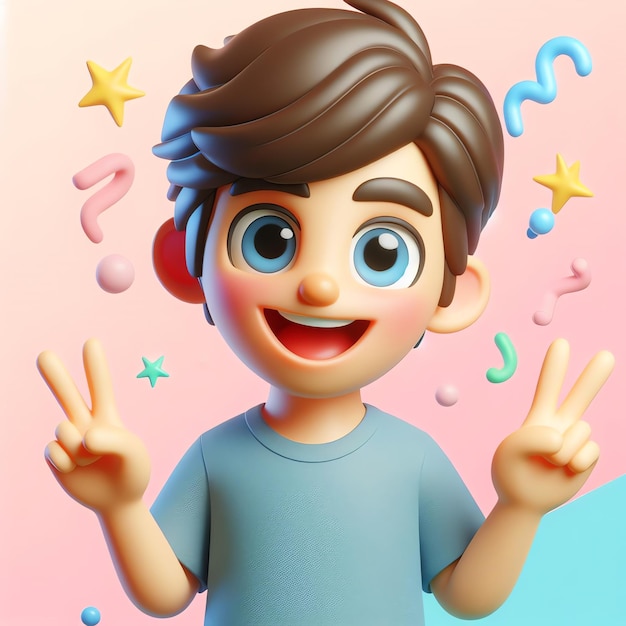 3d rendering of cartoonish character design illustration and background wallpaper kawaii style