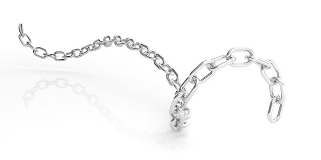 Photo 3d rendering chain on white background