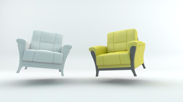 3d rendering of a chair isolated in studio background