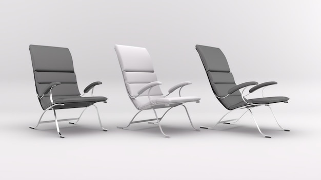 3d rendering of a chair isolated in studio background