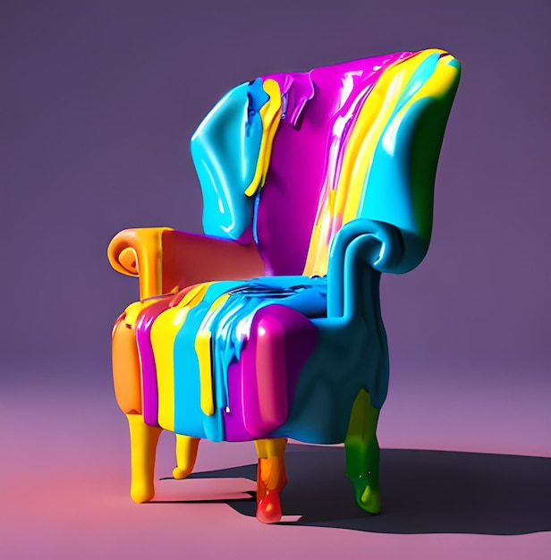 3d rendering of chair melting photo AI Generated