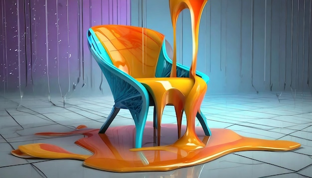 의자 녹이는 3D 렌더링