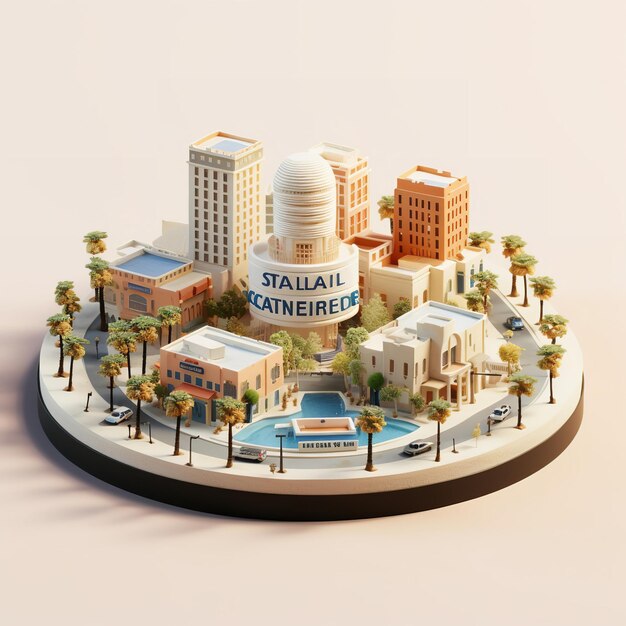 3D rendering of Chandler Arizona city isometric miniature