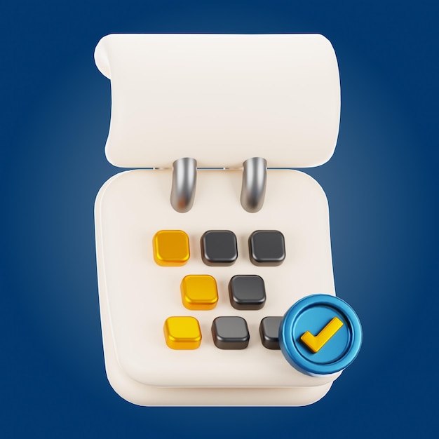 3d rendering check reminder with cartoon style 3d social media icon concept