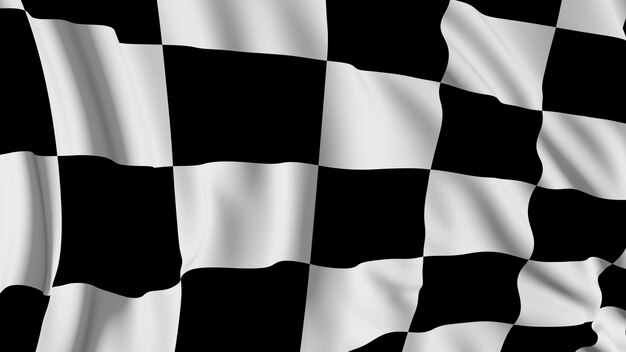 3D rendering of checkered flag The fabric develops smoothly in the wind