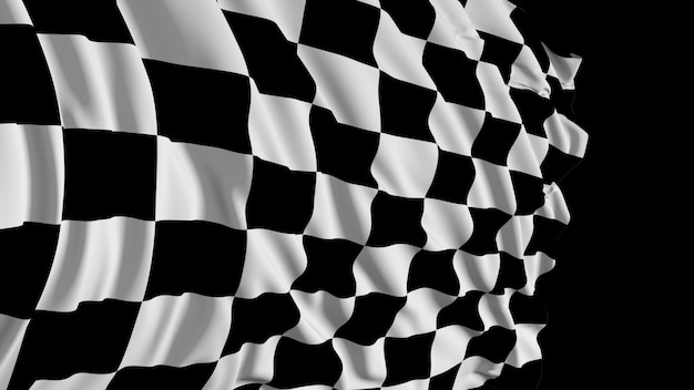 Photo 3d rendering of checkered flag the fabric develops smoothly in the wind