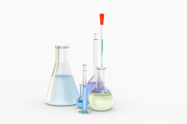 3d rendering Chemical vessels in the laboratory
