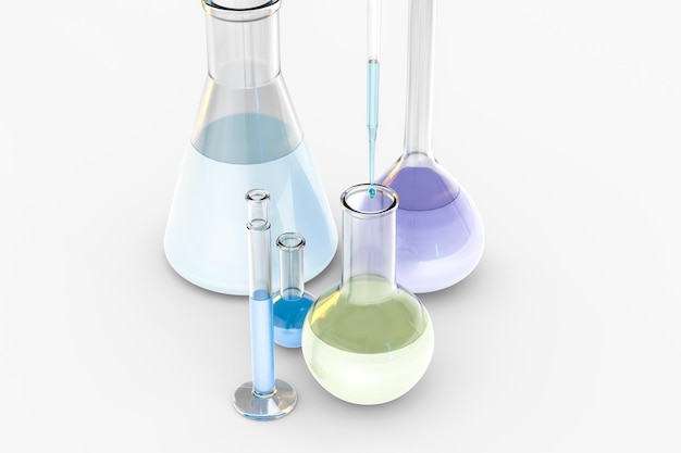 3d rendering Chemical vessels in the laboratory