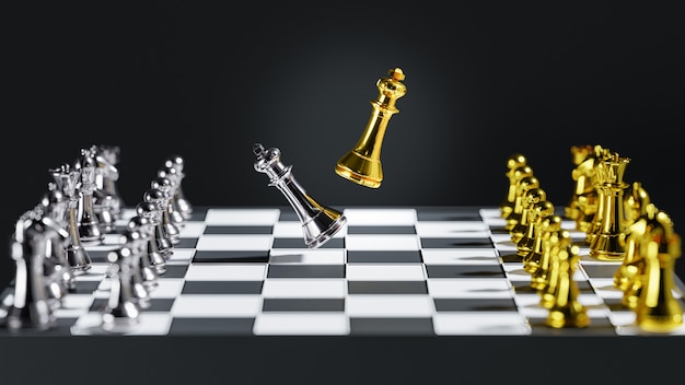 3d rendering. chess board game for Leadership Concepts.