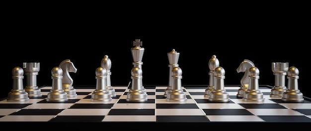 3d rendering chess board game for Leadership Concepts