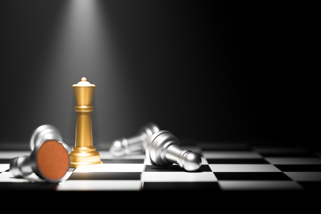 3d rendering chess board game for Leadership Concepts