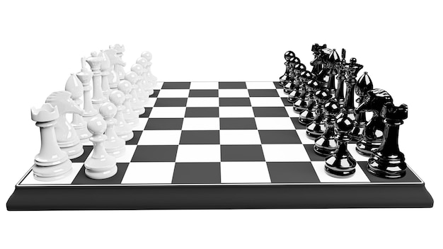 3d rendering chess board game for Leadership Concepts