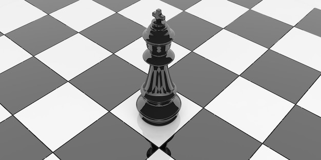 Photo 3d rendering chess king on a chessboard