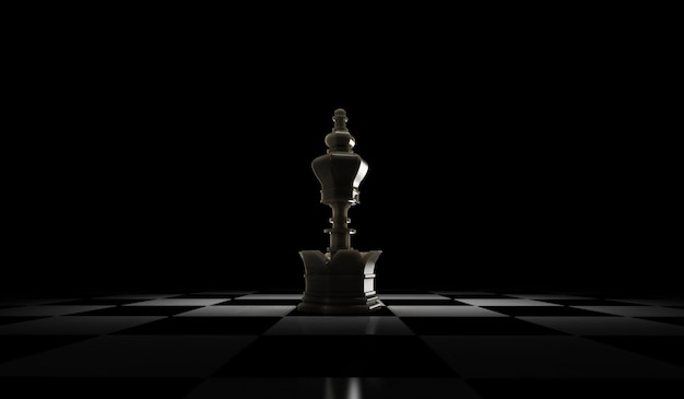 Chess queen and king contour isolated 3d. Black graceful main