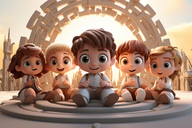 Foto rendering 3d della giornata dell'infanzia l'alba dei diritti dei bambini