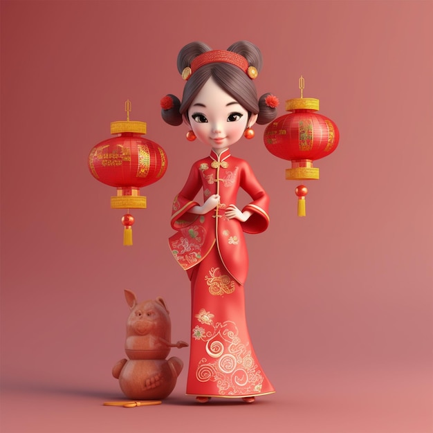 3d rendering of chinese new year figures