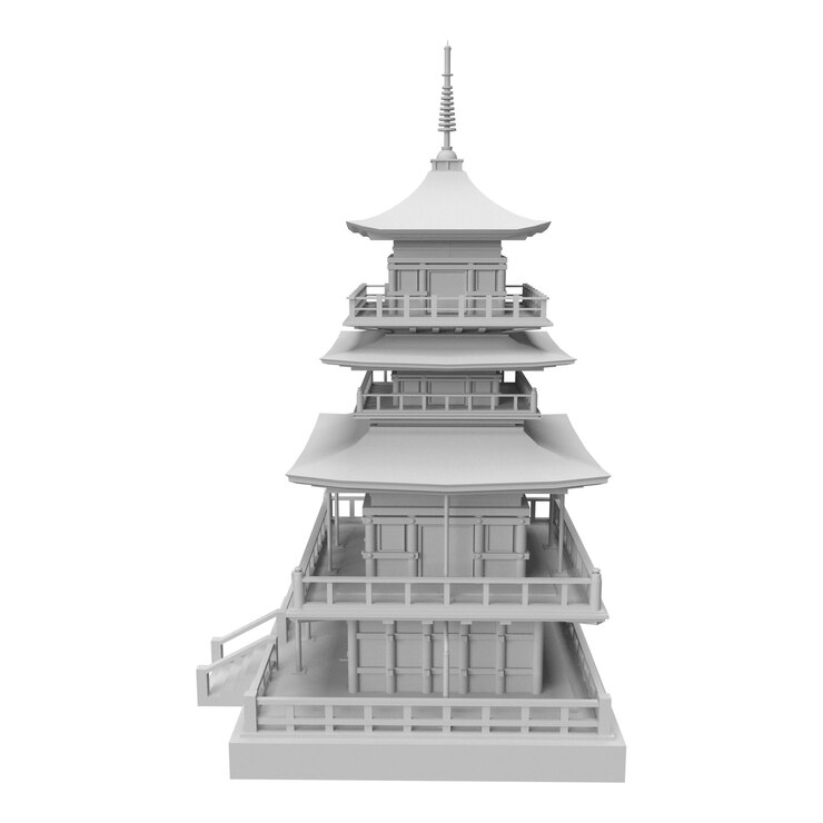 Photo 3d rendering chinese temple on white background
