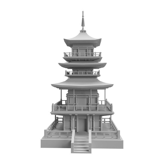 Photo 3d rendering chinese temple on white background