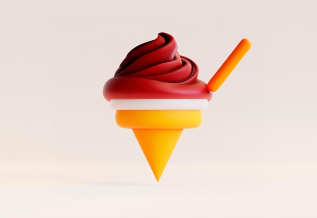 Photo 3d rendering of chocolate icecream