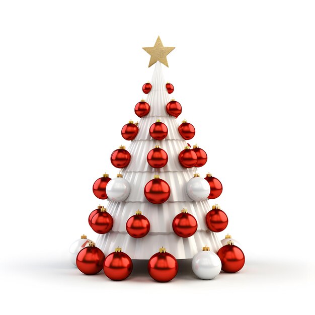 3D rendering of christmas tree ornament seasonal greeting party card happy celebration winte