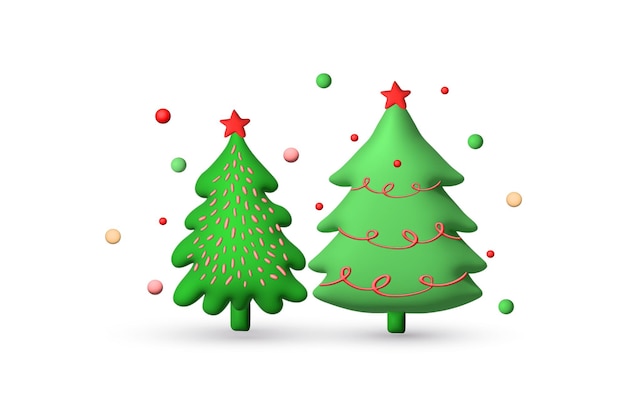 3D rendering christmas trees for Merry Christmas 2023