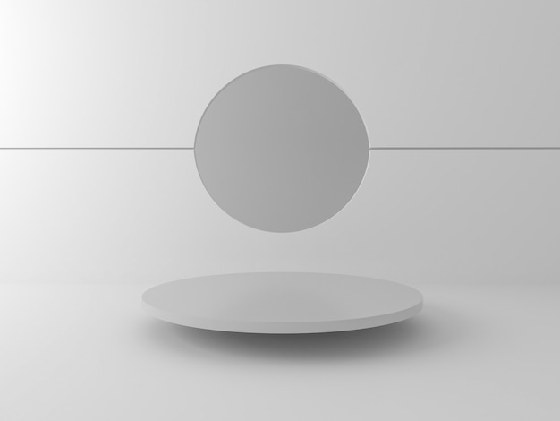 3d rendering of circle podium for show product and space for text in monochome