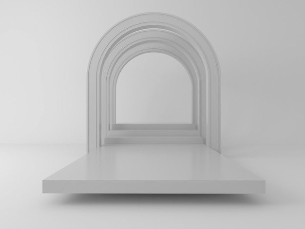 3d rendering of circle podium for show product and space for text in monochome