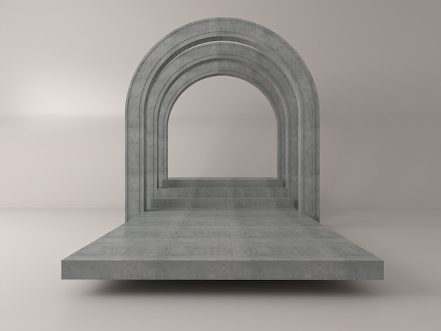 3d rendering of circle podium for show product and space for text