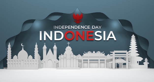 3d rendering of city ​​building and proper worship of religious communities in indonesia.