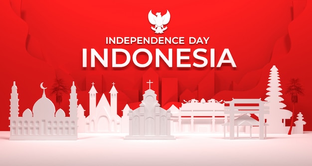 3d rendering of city ​​building and proper worship of religious communities in indonesia.