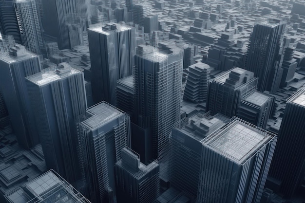 A 3d rendering of a city with a large cityscape and a large cityscape.