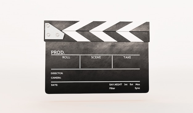 3d rendering of clapperboard on white background. 